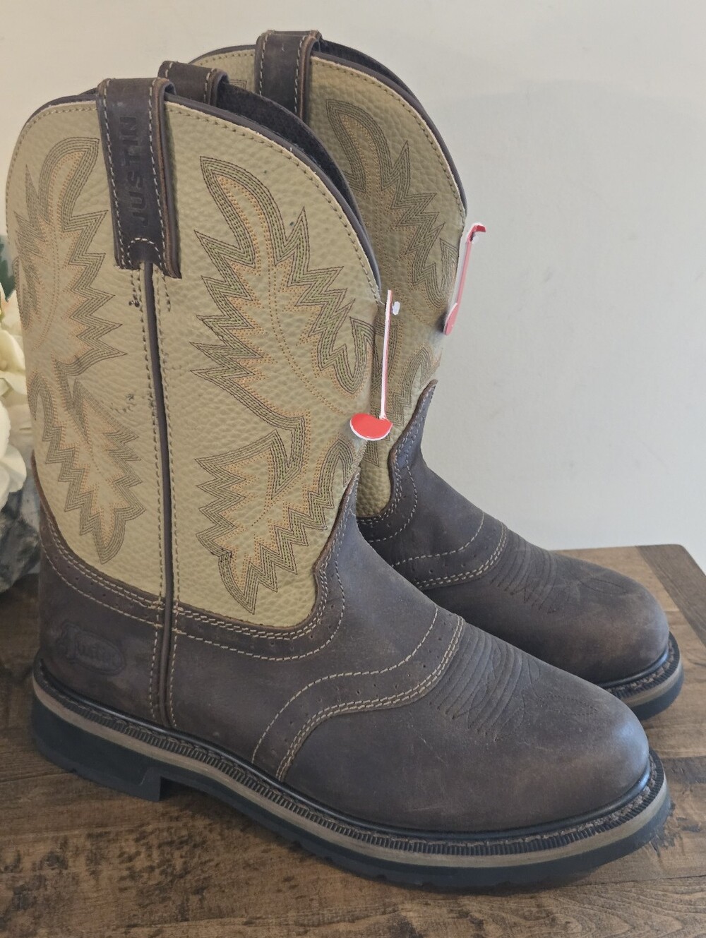 Justin Boots Brown Leather Men's Western Cowboy Boots Mens Size 9.5